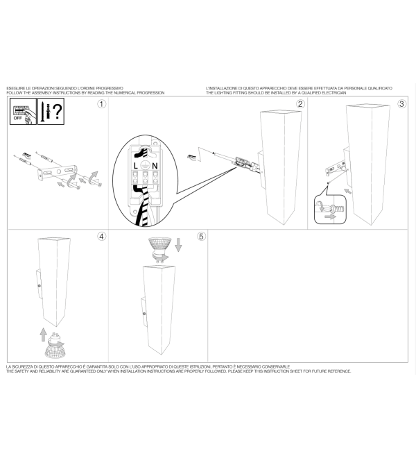 Светильник настенный Ideal Lux Sky AP2 Square D60 H300 Черный GU10 126890