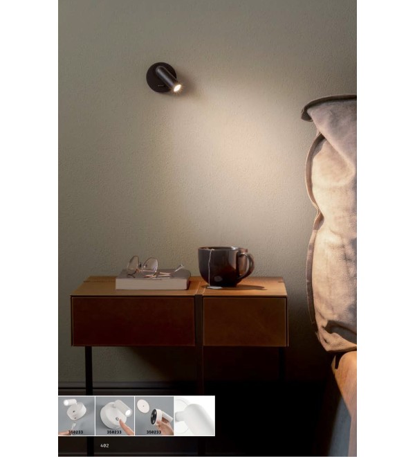 Светильник настенный Ideal Lux Bean AP Round Rechargeable Аккумулятор Черный LED 350240