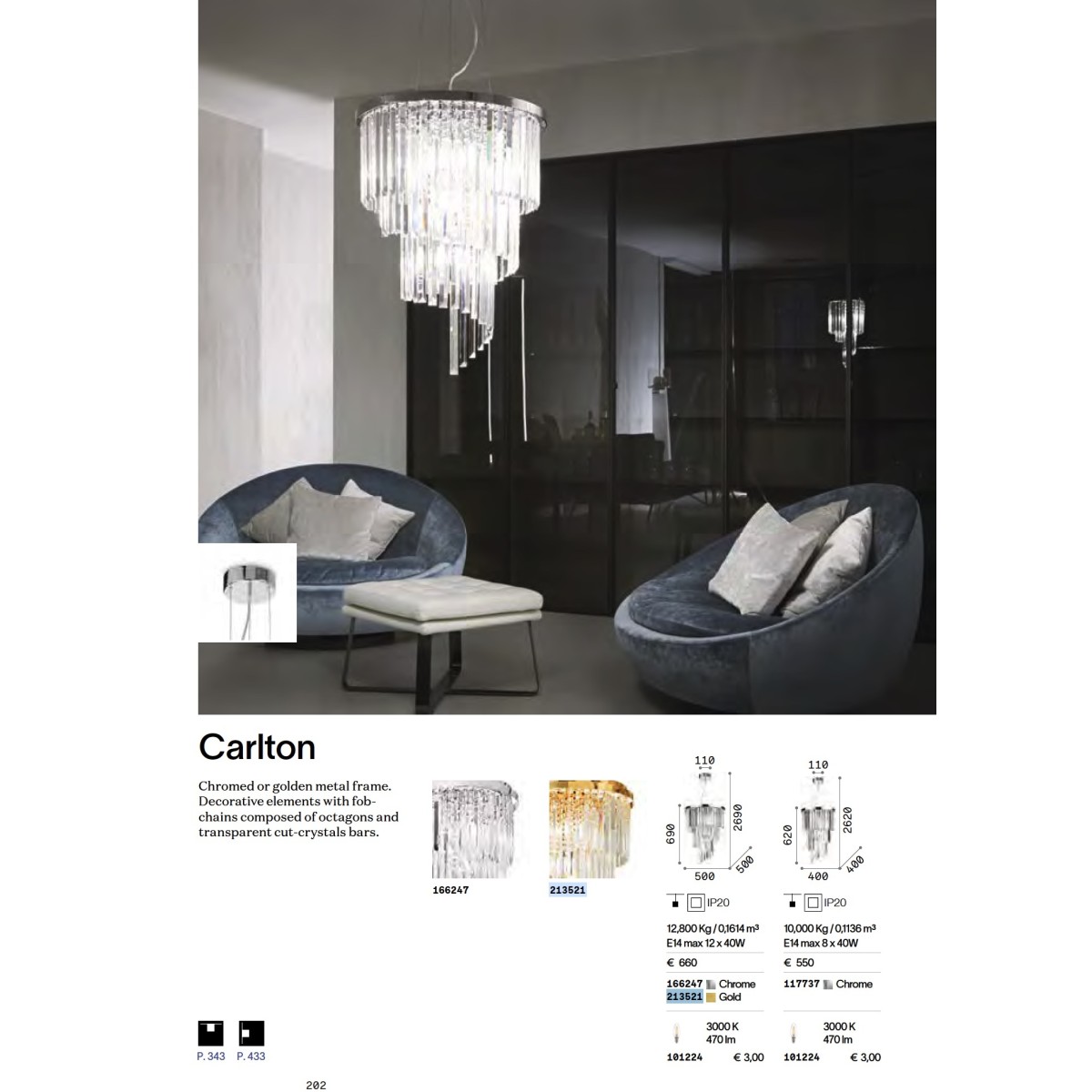 Люстра подвесная Ideal Lux Carlton SP12 Золото E27 213521