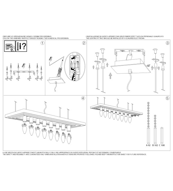 Люстра подвесная Ideal Lux Martinez SP8 Хром E14 166360