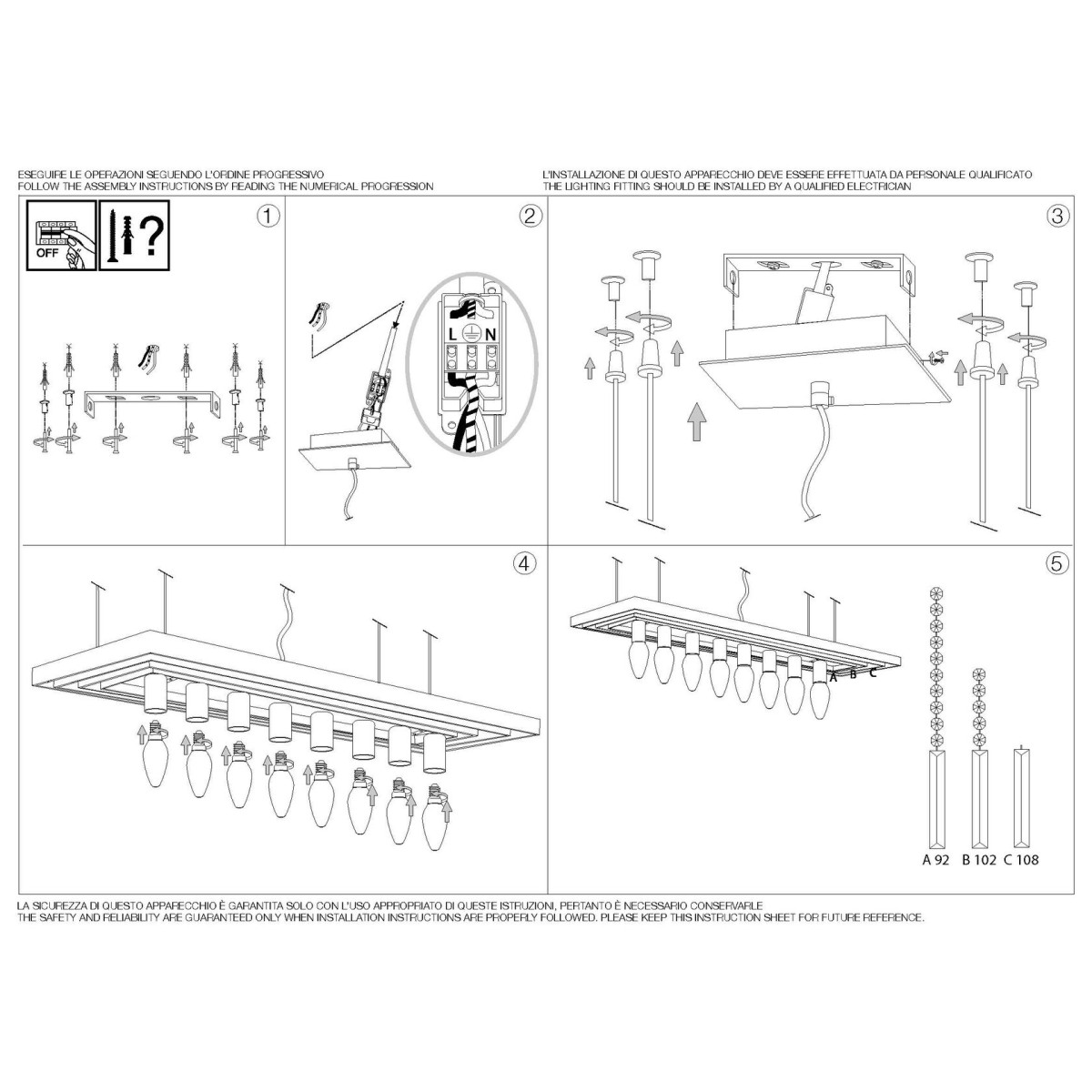 Люстра подвесная Ideal Lux Martinez SP8 Золото E14 213583