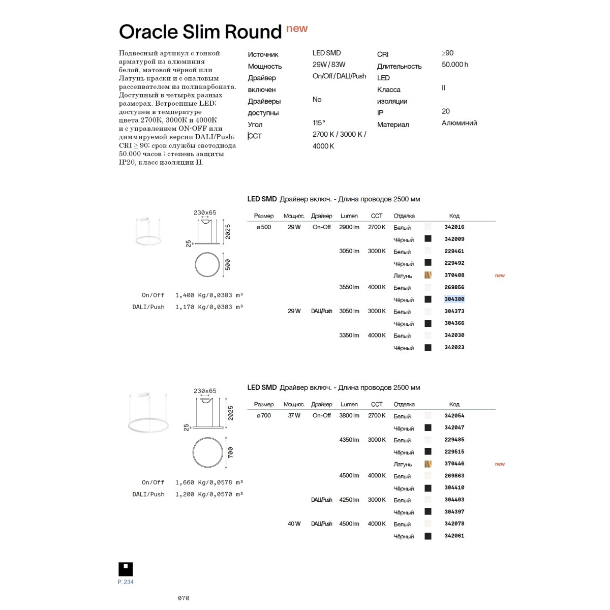 Люстра подвесная Ideal Lux Oracle Slim SP D150 On-Off Латунь 3000K 370569