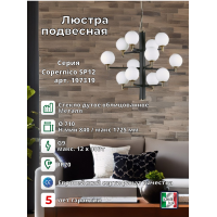 Люстра подвесная Ideal Lux Copernico SP12 Черный G9 197319