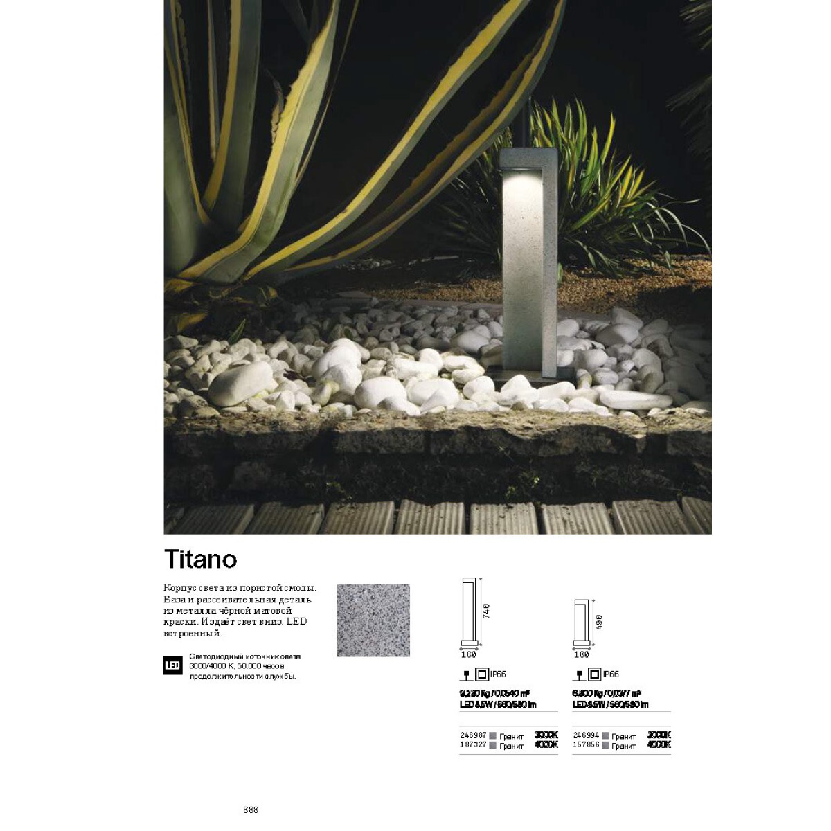 Светильник садово-парковый Ideal Lux Titano PT H49 3000К Гранит LED 246994
