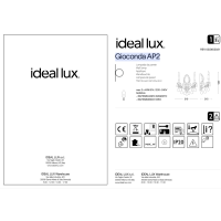 Светильник настенный Ideal Lux Gioconda AP2 Серебро E14 044910