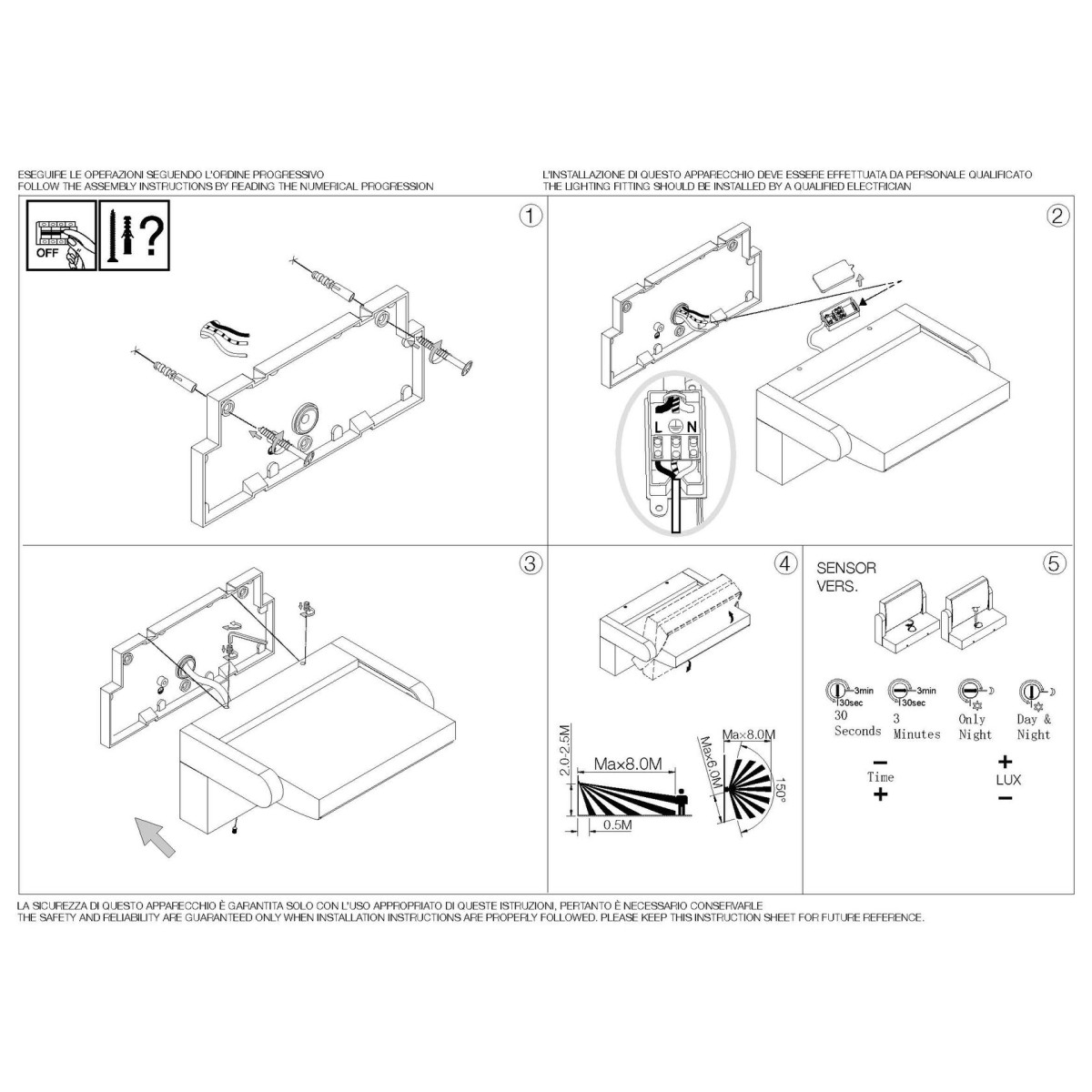 Светильник уличный Ideal Lux Swipe АР Sensor Д Д Серый 3000К LED 326870