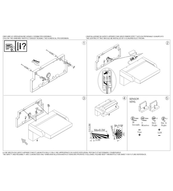 Светильник уличный Ideal Lux Swipe АР Sensor Д Д Серый 3000К LED 326870