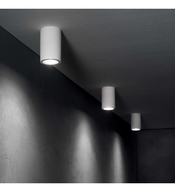 Светильник потолочный Ideal Lux Look PL1 Round D70 H110 Gesso Белый Гипс GU10 155869