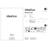 Светильник настенный Ideal Lux Newton AP1 Черный E27 027852