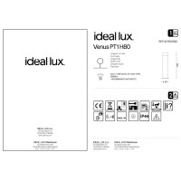 Светильник уличный садово-парковый Ideal Lux Venus PT1 H80 макс.1х15Вт IP44 GU10 230В Антрацитовый/Матовый Алюминий/Акрил 106175
