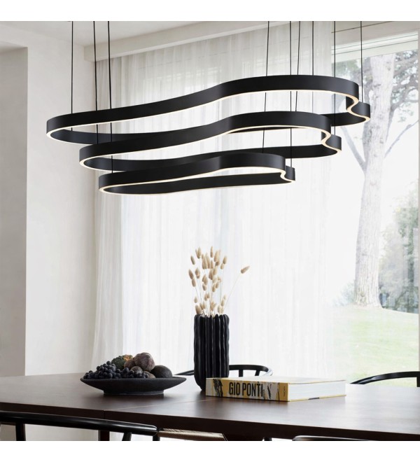 Люстра подвесная Ideal Lux Waves-1 SP 4000lm 3000K LED Черная 345215