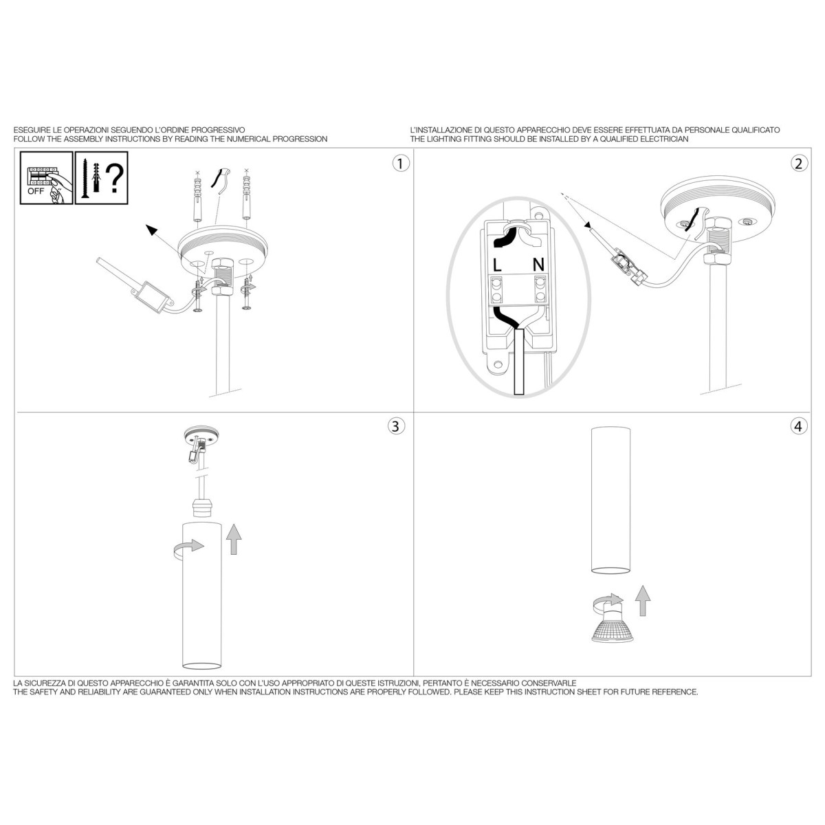 Светильник потолочный Ideal Lux Look PL1 Round D60 H200 Белый GU10 233079