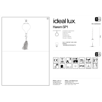 Люстра подвесная Ideal Lux Harem SP1 Латунь античная E27 115979