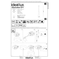 Светильник подвесной Ideal Lux Manhattan SP1 Белый E14 110745