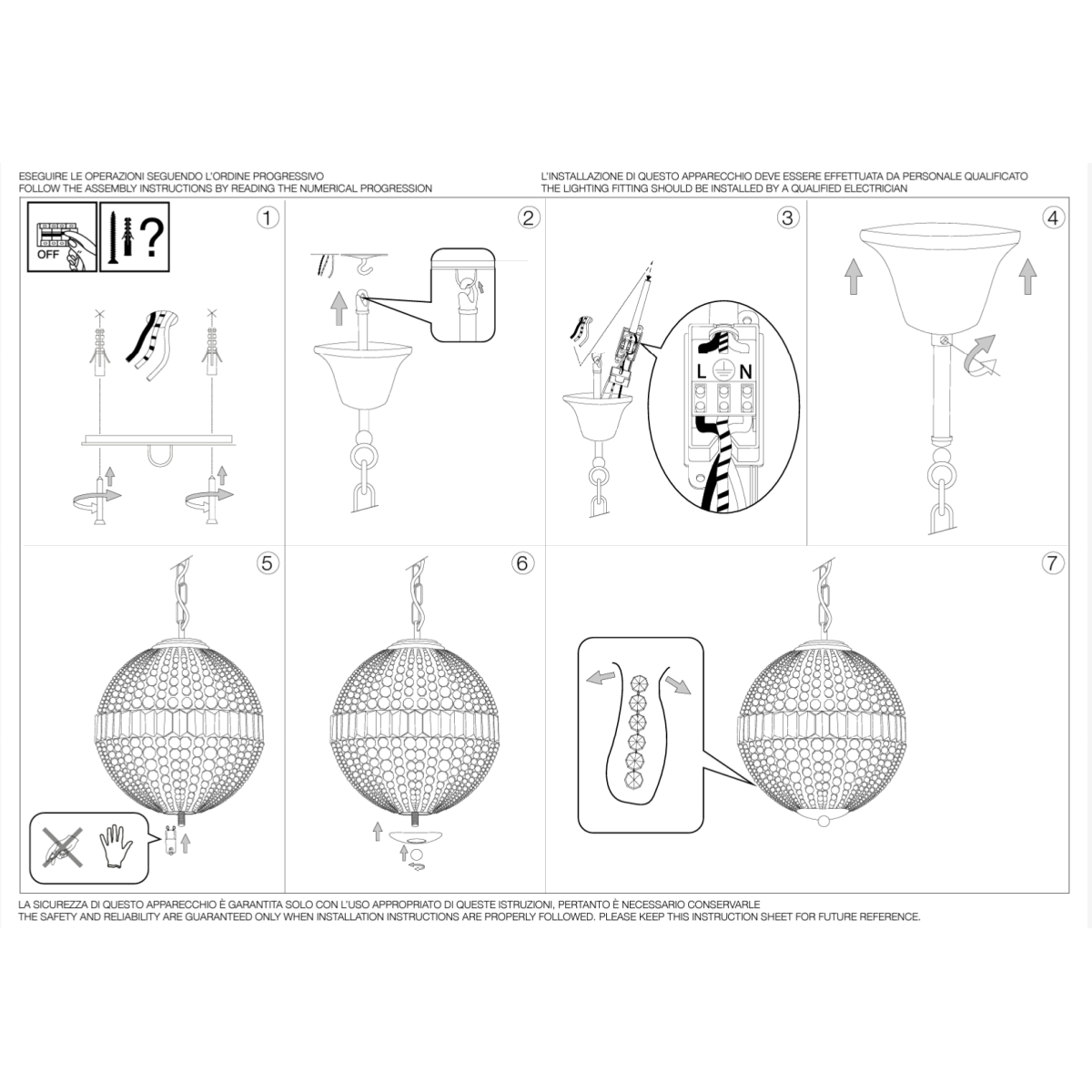 Люстра подвесная Ideal Lux Luxor SP6 Хром G9 092911