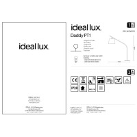 Торшер напольный Ideal Lux Daddy PT1 Черный E27 110363