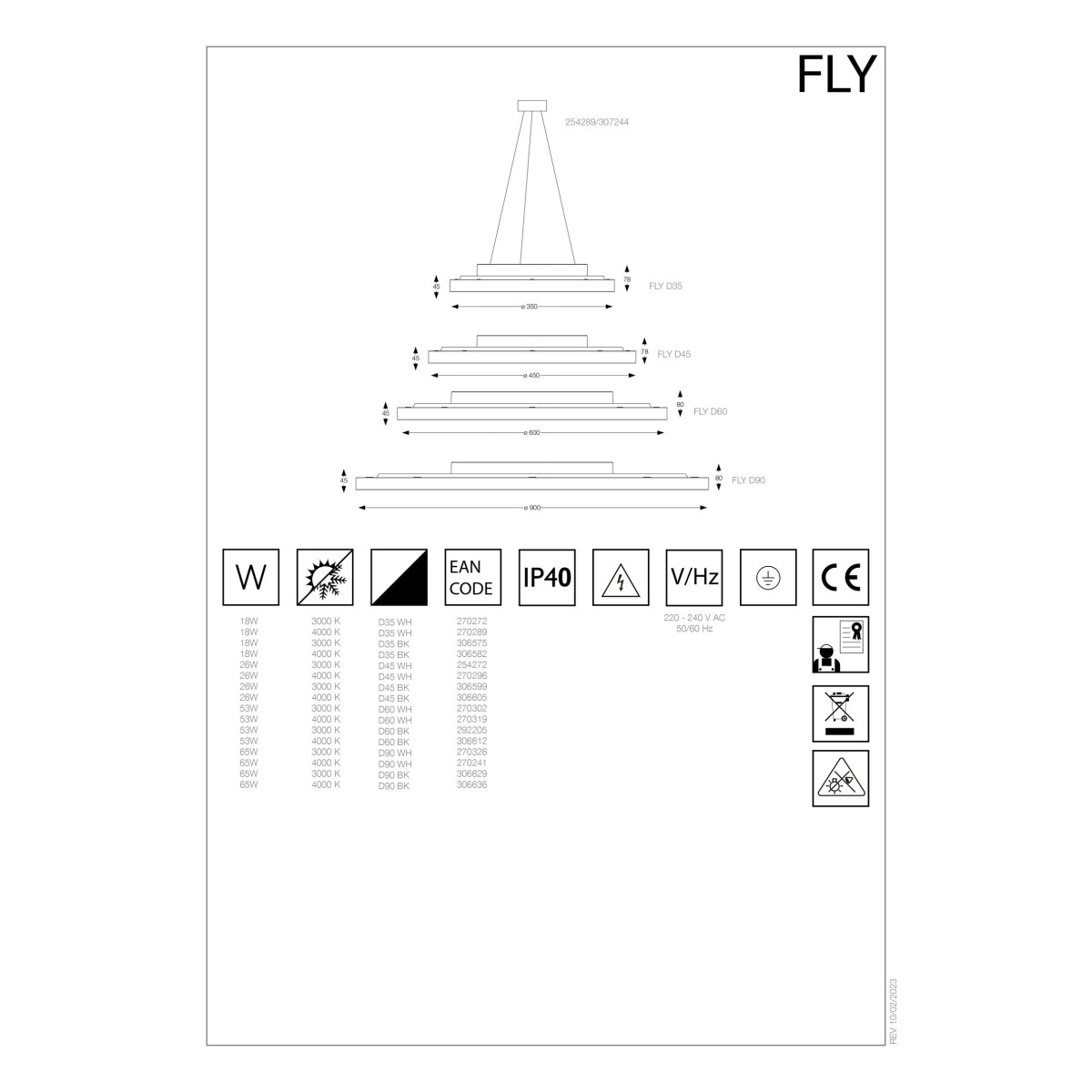 Светильник потолочный Ideal Lux Fly PL D45 4000K LED Белый 270296