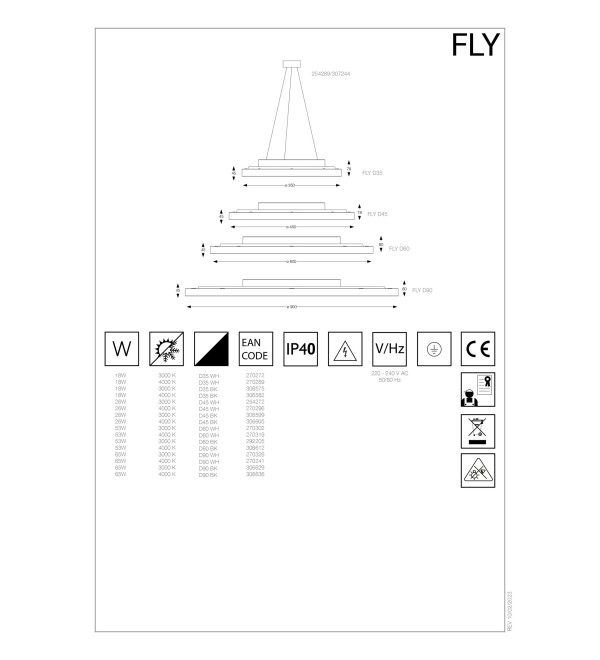 Светильник потолочный Ideal Lux Fly PL D45 4000K LED Белый 270296