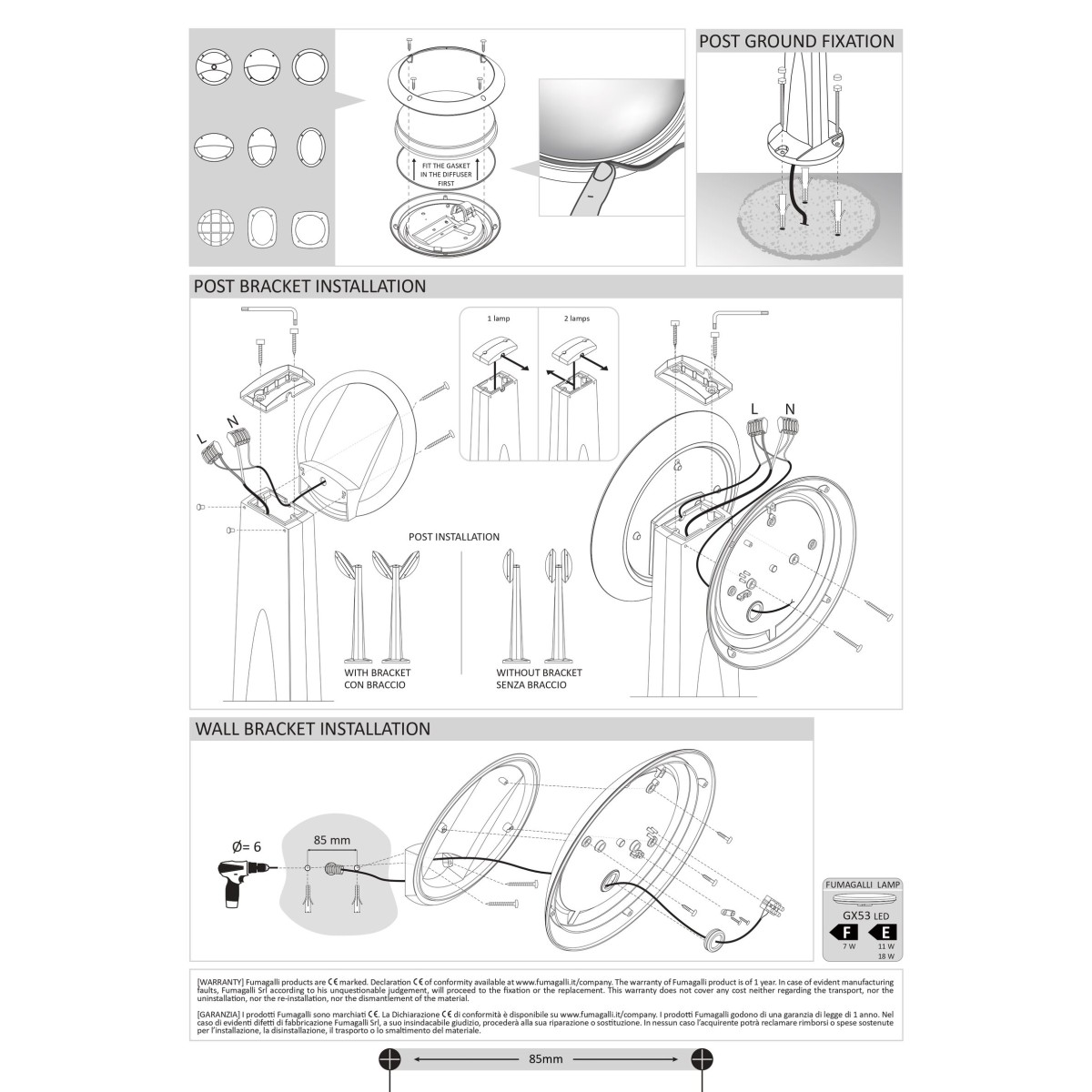 Светильник уличный настенный Ideal Lux Medea-1 AP1 Черный E27 096728
