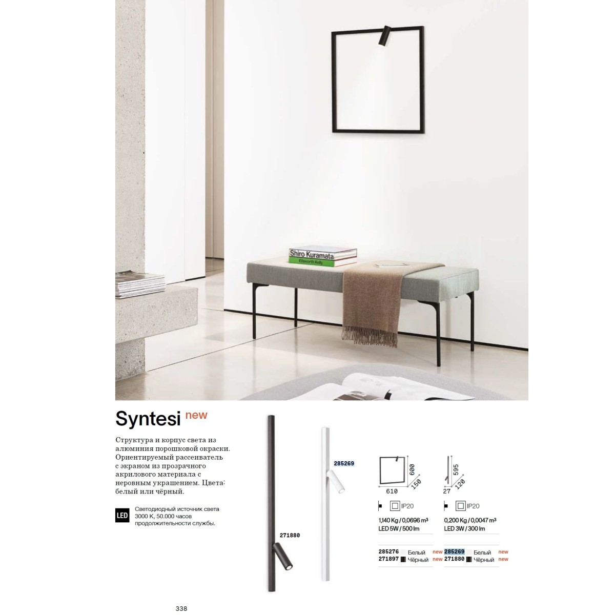 Светильник настенный Ideal Lux Syntesi AP Linear Белый 3000К LED 285269