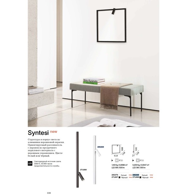 Светильник настенный Ideal Lux Syntesi AP Linear Белый 3000К LED 285269