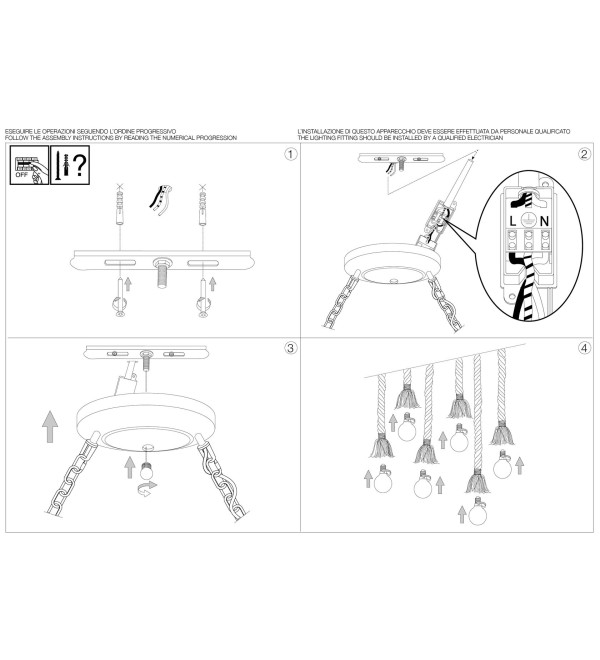 Люстра подвесная Ideal Lux Canapa SP6 Веревка E27 134826