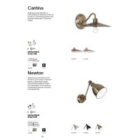 Светильник настенный Ideal Lux Cantina AP1 Латунь античная E14 112626