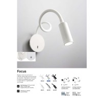 Светильник настенный Ideal Lux Focus-1 AP Черный 3000К LED 097190