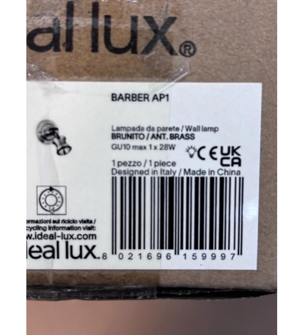 Светильник настенный Ideal Lux Barber AP1 Античная латунь GU10 159997