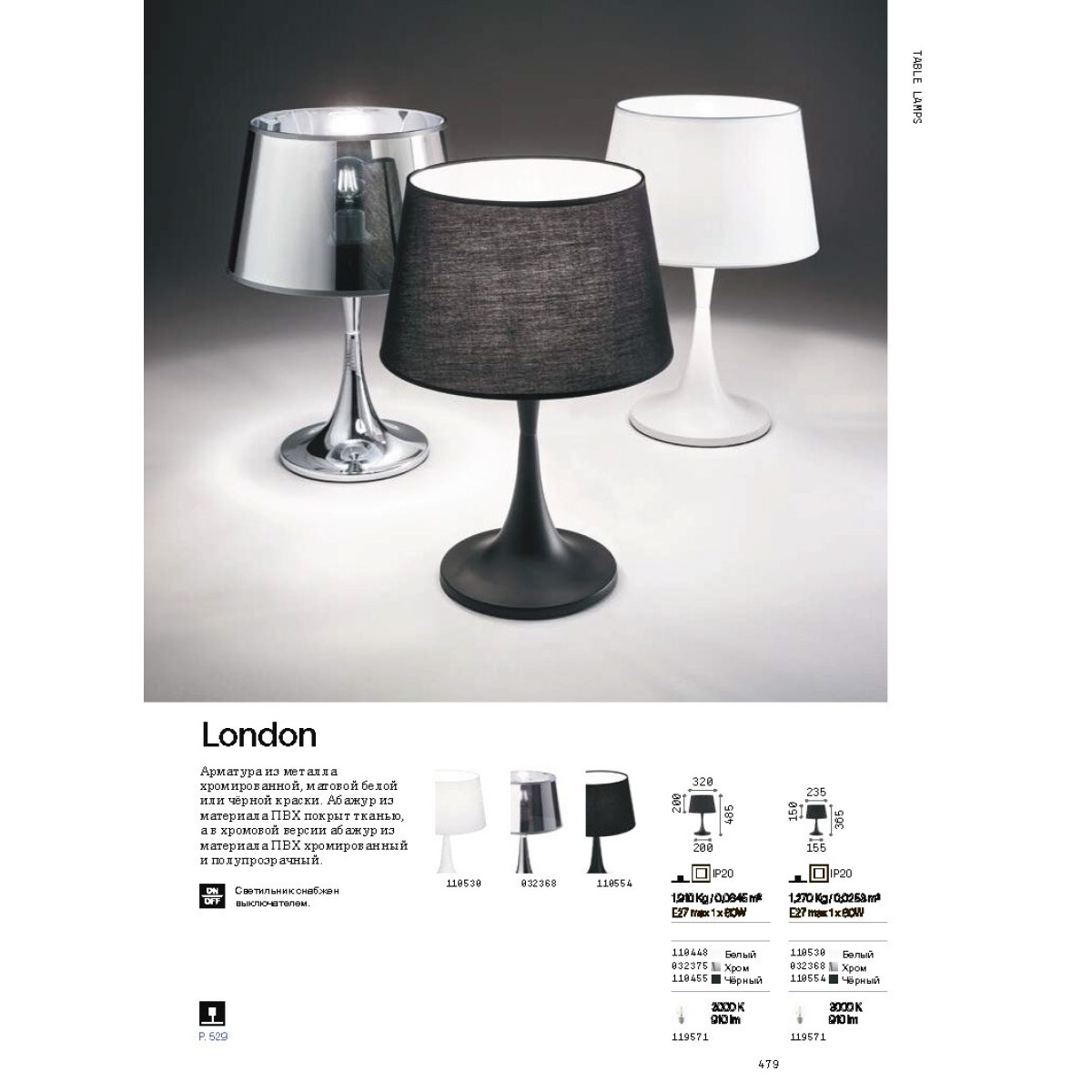 Лампа настольная Ideal Lux London TL1 Small Черный E27 110554