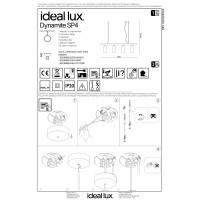 Светильник подвесной Ideal Lux Dynamite SP4 Латунь GU10 244624