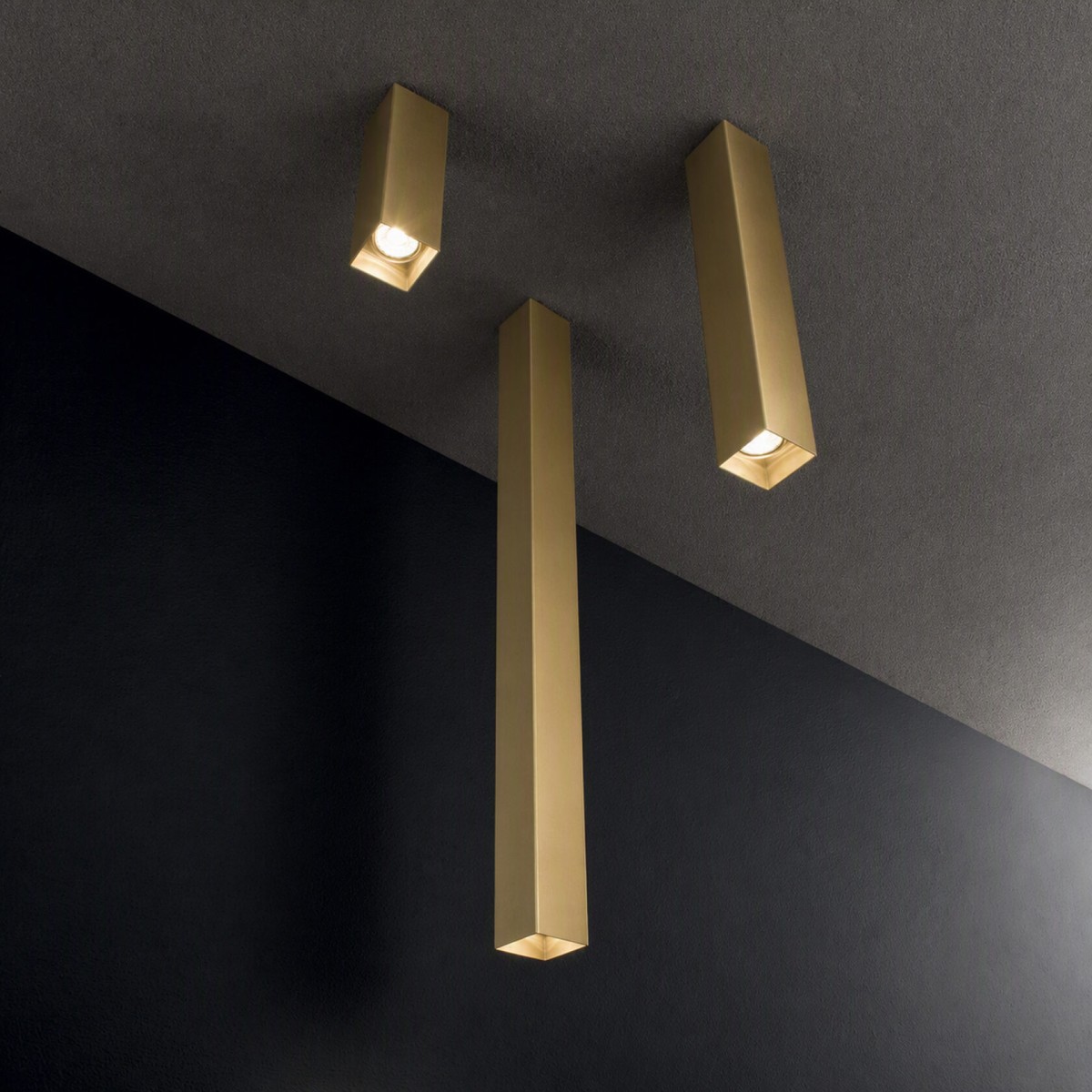 Светильник потолочный Ideal Lux Look PL1 Square D60 H400 Латунь GU10 371511
