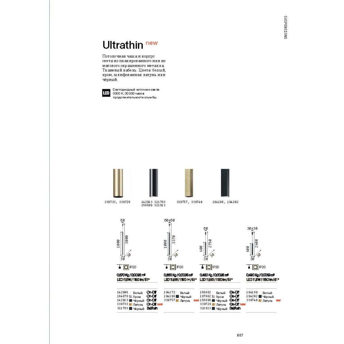 Светильник подвесной Ideal Lux Ultrathin SP D40 Round LED Хром