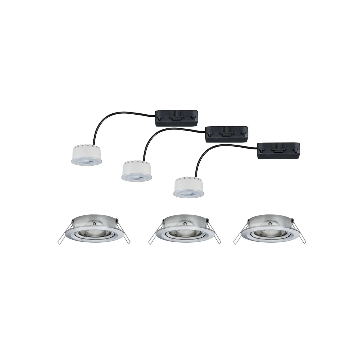 Светильник встраиваемый (набор 3шт.) Paulmann Reflector Coin dimmable 2700К LED Железо тертое 93944