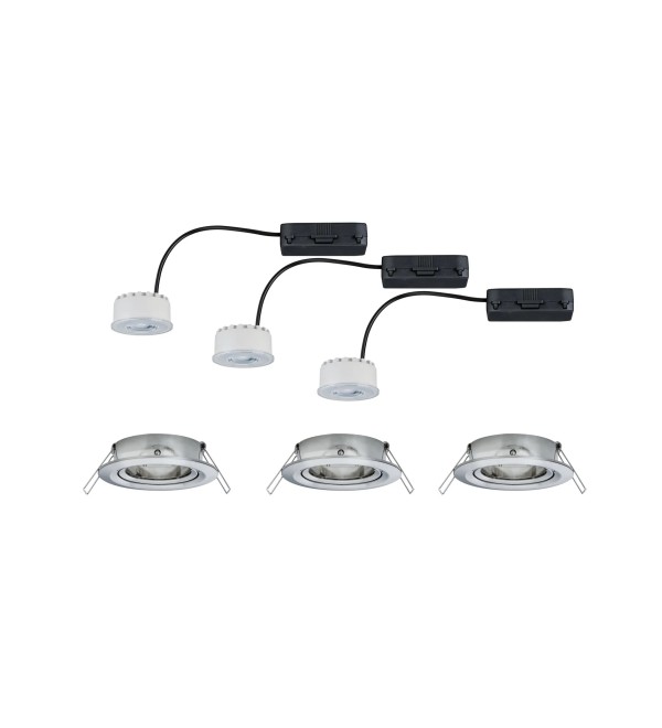 Светильник встраиваемый (набор 3шт.) Paulmann Reflector Coin dimmable 2700К LED Железо тертое 93944