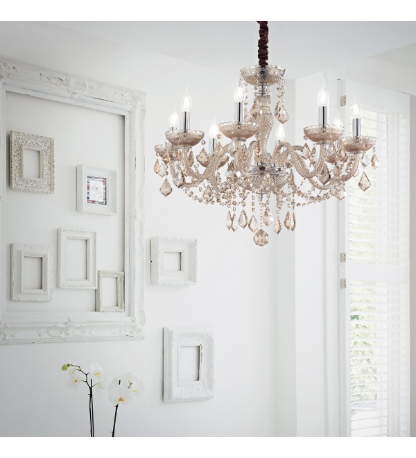 Люстра подвесная Ideal Lux Rose SP8 Янтарный E14 166889