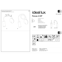 Светильник настенный бра Ideal Lux Focus-2 AP Хром 3000К LED 203188