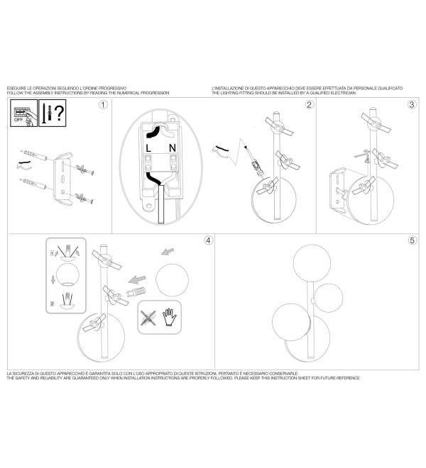 Светильник настенный Ideal Lux Perlage AP3 Янтарь G9 322742