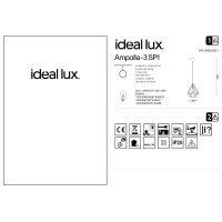 Светильник подвесной Ideal Lux Ampolla-3 SP1 Белый E27 200897