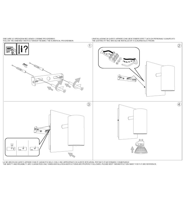 Светильник настенный Ideal Lux Spot AP1 Черный GU10 115481