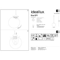 Светильник подвесной Ideal Lux Boa SP1 D30 E27 Черный 160856