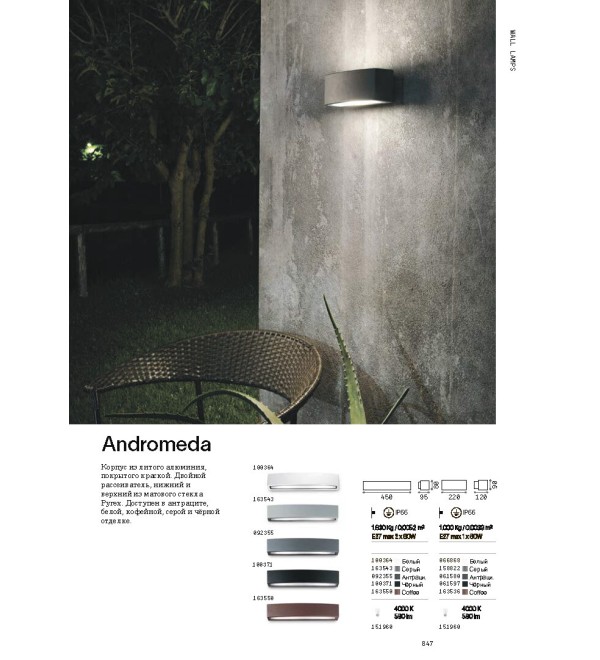 Светильник уличный Ideal Lux Andromeda AP1 Кофе E27 163536