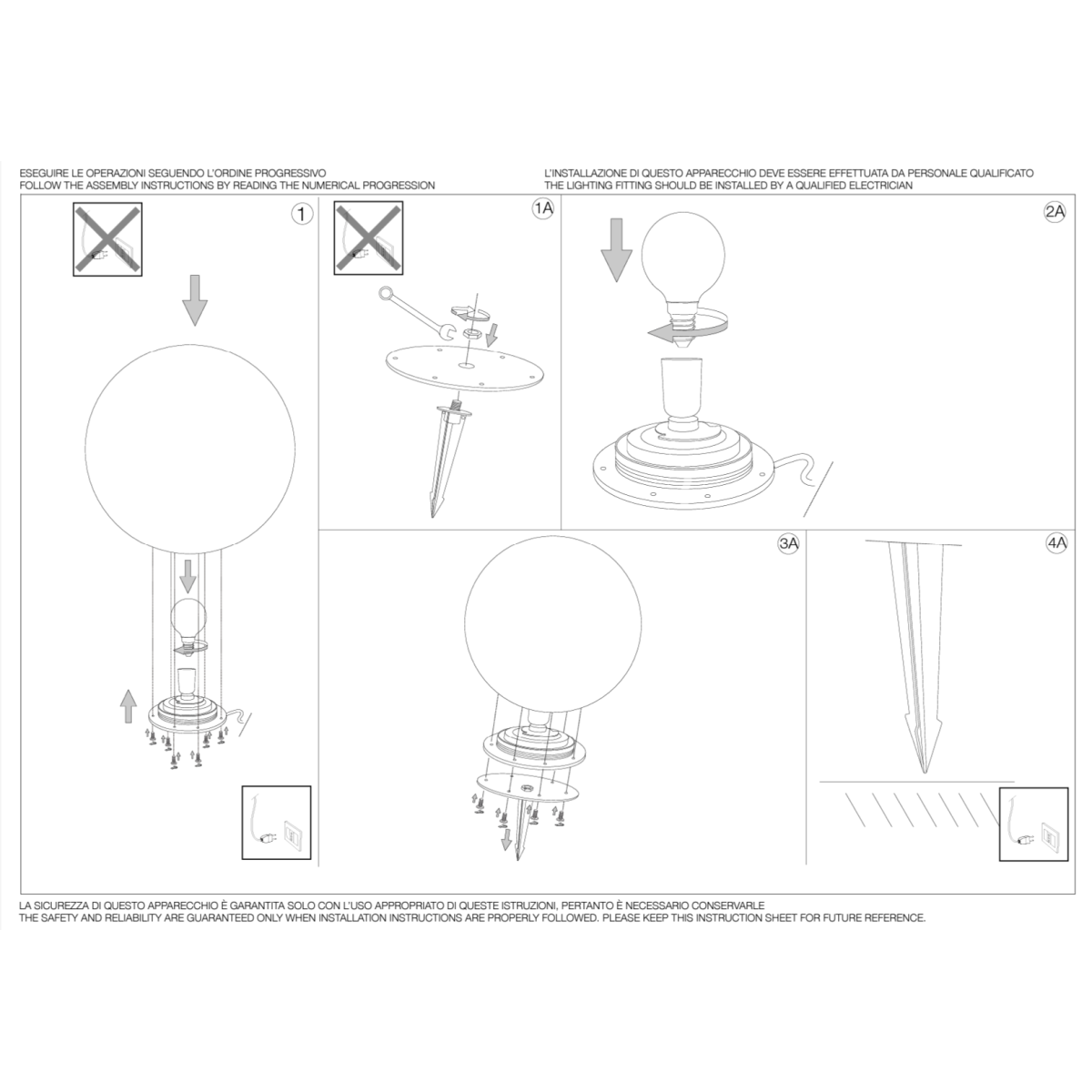 Светильник садово-парковый Ideal Lux Sole PT1 D30 Опал E27 191638