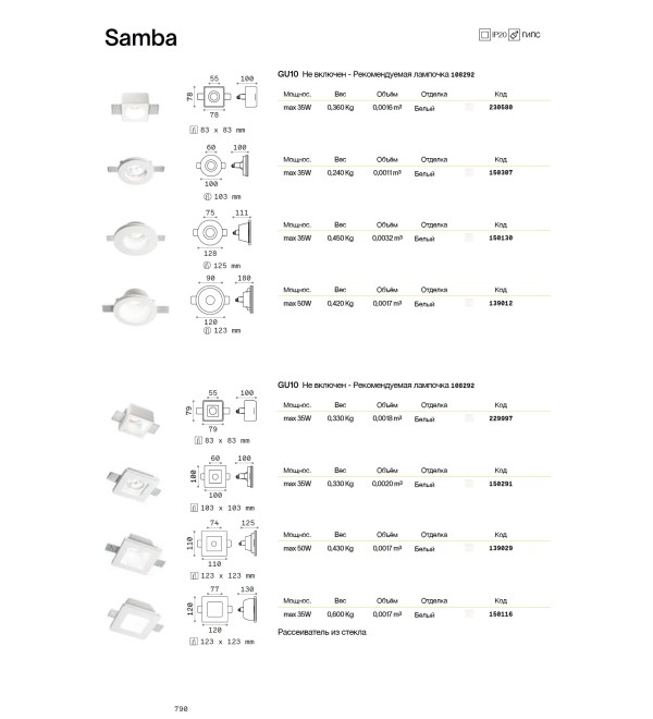 Светильник встраиваемый Ideal Lux Samba FI D55 Square Белый гипс GU10 229997