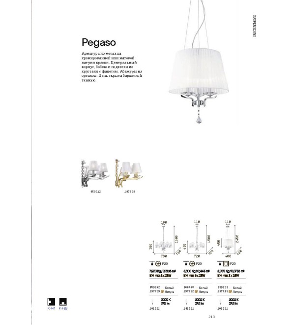 Люстра подвесная Ideal Lux Pegaso SP5 Хром E14 066448