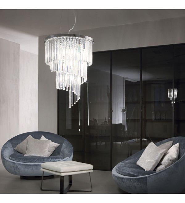 Люстра подвесная Ideal Lux Carlton SP12 Хром E14 166247