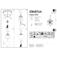 Люстра подвесная Ideal Lux Harem SP9 Античная латунь E27 116006