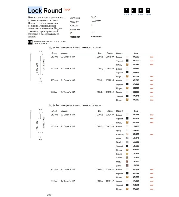 Светильник подвесной Ideal Lux Look SP1 Round D60 H400 Серебро GU10 141800