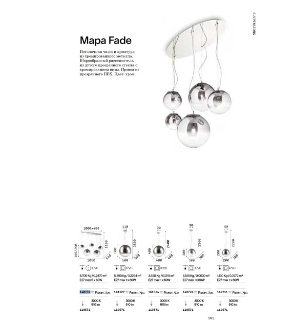 Люстра подвесная Ideal Lux Mapa Clear SP5 Хром E27 140759