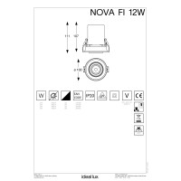 Светильник встраиваемый Ideal Lux Nova FI 12W 3000K LED Черный 248189